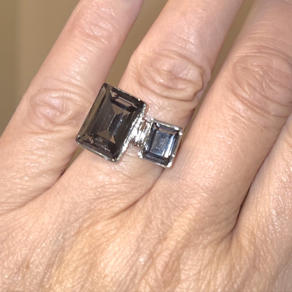 Silver Adjustable Ring In Shadow, NIP - Picture 5 of 7